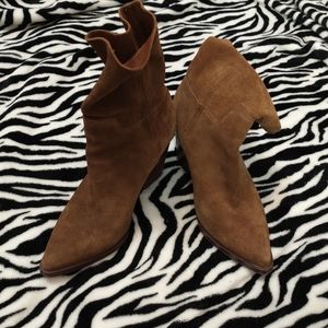 Bleecker & Bond brown suede western bootie